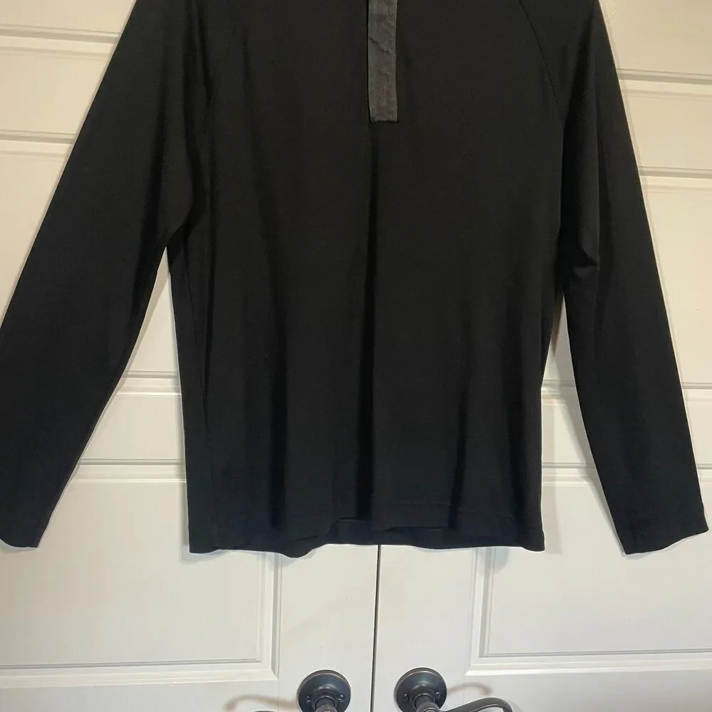 Banana Republic Men's Sweater M Black Gray Quarter‎ Zip Pullover Knit Casual